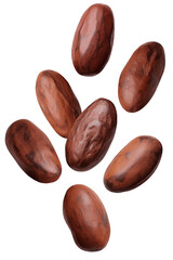 Canvas Print - Levitation of cocoa beans isolated on a white background.