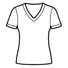 Wall Mural - Women's Short sleeve V neck T Shirt flat sketch fashion illustration 
