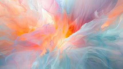 Wall Mural - An abstract image showcasing an explosion of soft pastel colors radiating outward in a dynamic and visually soothing pattern. 