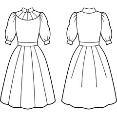 Wall Mural - Bouffant Dress for girl front and back view 