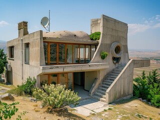 A Modern Minimalist House And Natural Landscape.