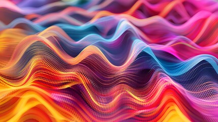 Canvas Print - This abstract image showcases a vibrant combination of wavy lines in a spectrum of colors, creating a dynamic and fluid visual texture that's perfect for a variety of design projects. 