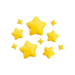 Wall Mural - vector 3d gold sparkling star composition on white background. cute realistic cartoon 3d starry conc