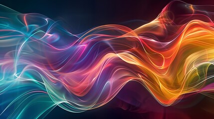 Canvas Print - This abstract image showcases a vibrant combination of wavy lines in a spectrum of colors, creating a dynamic and fluid visual texture that's perfect for a variety of design projects. 