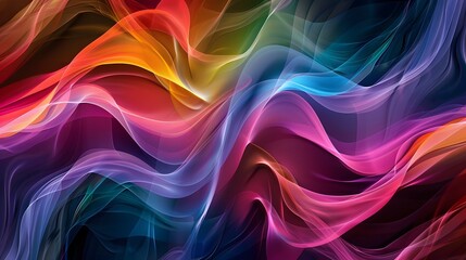 Canvas Print - This abstract image showcases a vibrant combination of wavy lines in a spectrum of colors, creating a dynamic and fluid visual texture that's perfect for a variety of design projects. 