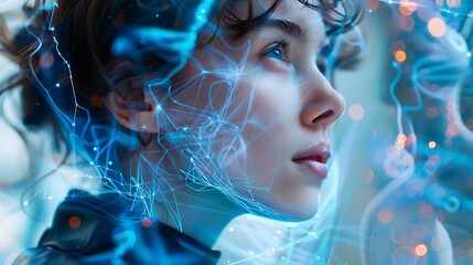 Woman with Digital Interface