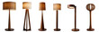 © Nabarun - Set of various modern expensive wooden floor lamps isolated on transparent background. Generative AI