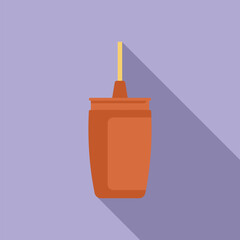 Canvas Print - Plastic cup with straw for bubble tea, milk cocktail, frappe, smoothie is standing on purple background