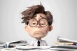 © milkyway - Grumpy Accountant Character Irritated at Desk with Paperwork and Documents