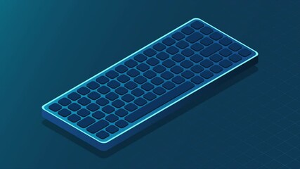 Wall Mural - Isometric computer keyboard animation. Personal computer hardware components. Modern computer keyboard. Motion graphic. 4K video animated in isometric style