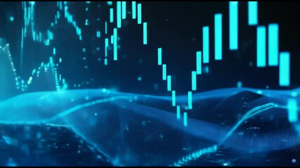 Poster - Growing Stock Market Charts on Digital Background. 3D Animation. HD..