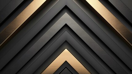 Wall Mural - Explore the concept of symmetry in an abstract background featuring black and gold geometric elements
