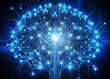 © Man888 - Intricate web of glowing blue circuits and wires forms a futuristic digital brain, pulses of light symbolizing the flow of knowledge and learning patterns.