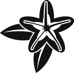 Sticker - Black and white illustration of an exotic star shaped flower blooming