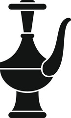 Wall Mural - Simple black and white icon of a dallah, a traditional arabic coffee pot, showcasing a symbol of hospitality and cultural heritage