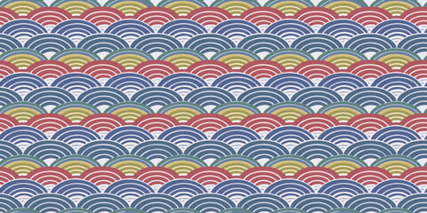 和風の波の文様（Japanese wave pattern. Seamless pattern. Vector.）
