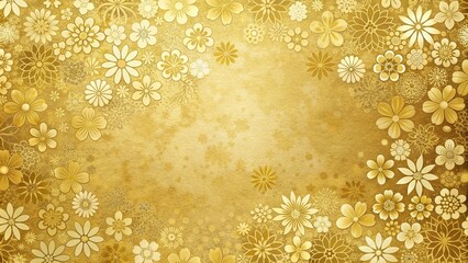 Sticker - Gold Japanese paper with traditional and floral patterns texture material, gold, Japanese paper, texture, traditional