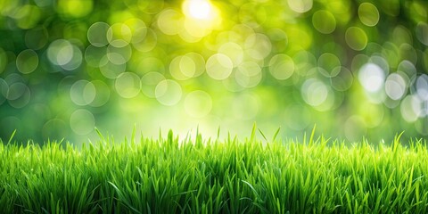 Sticker - Green grass in a garden with beautiful bokeh effect in the background, green, grass, garden, bokeh, effect, natural