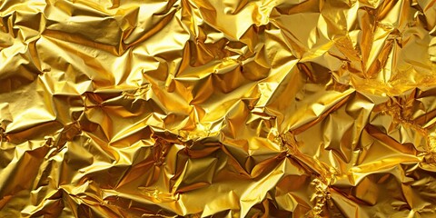 Poster - Golden shiny yellow foil with a reflective surface , gold, shiny, yellow, reflective, metallic, texture, background