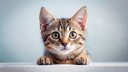 Wall Mural - Curious cat or kitten staring with big eyes, cat, kitten, curious, staring, big eyes, adorable, fur, whiskers, cute, pets