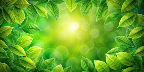 Poster - Green leaves background with vibrant colors and refreshing textures, nature, foliage, lush, flora, environment, growth