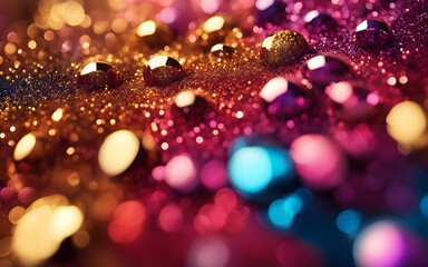 Wall Mural - Close-up of abstract glitter texture, vibrant colours and sparkling effect