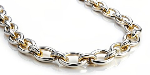 Elegant jewelry featuring an unusual silver chain and gold accents , Luxury, fashion, accessories, style, elegant, silver, gold