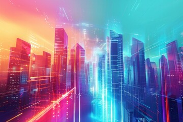 Wall Mural - colorful futuristic city background design