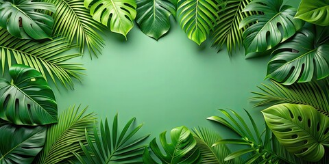 Canvas Print - Tropical green leaves background, nature, lush, tropical, foliage, vibrant, vibrant green, forest, exotic, jungle