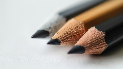 Wall Mural - Close up of pencils on white surface