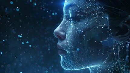 Fototapete - chat with AI Artificial intelligence The concept of accessing imagination by feeding commands to Ai to create what is in our mind with futuristic technology through the Internet : Generative AI