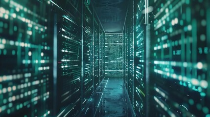 Leinwandbilder - series mainframe in a futuristic representation of a matrix code : Generative AI