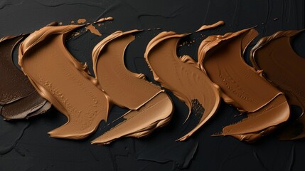 Canvas Print - Swirled Brown Foundation Swatches On Black Background