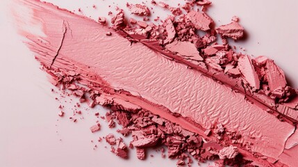 Wall Mural - Pink Powder Blush Swatch and Crumbles on White Surface