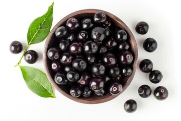 Wall Mural - Berries On White Background. Fresh Acai Berries from Brazil, Rich in Antioxidants