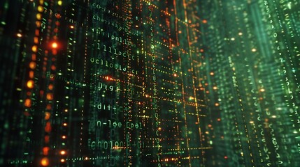 digital binary code matrix background 3d rendering of a scientific technology data binary code netwo