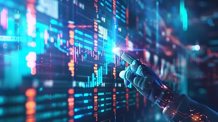 Fototapete - Artificial Intelligence AI data tech analytics for kpi accounting big complex business technology algorithm system software website tool write command prompt digital internet support c : Generative AI