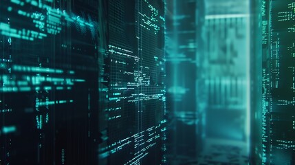 Fototapete - series mainframe in a futuristic representation of a matrix code : Generative AI