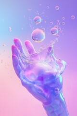 Poster - a hand holding a soap bubble