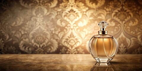 Wall Mural - Elegant perfume bottle on a vintage background, fragrance, scent, beauty, perfume, elegant, luxury, stylish, glass