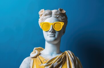 Poster - a statue wearing yellow sunglasses