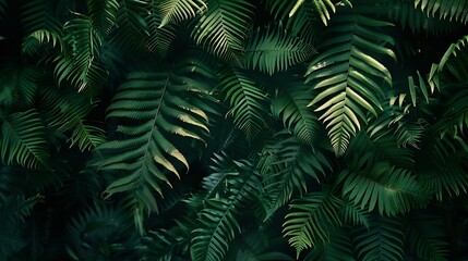 Poster - Fern leaves in forest texture background Dense dark green fern leaves in garden Nature abstract background Fern at tropical forest Beautiful dark green fern leaf texture background wit : Generative AI