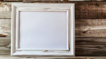 Poster - Blank picture frame on wooden background luxury home decor and interior design poster print and printable art mockup : Generative AI