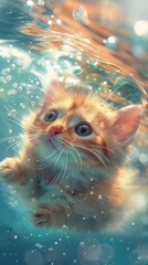 Wall Mural - a cat in a swimming pool