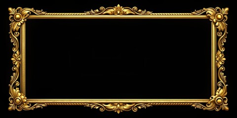 Sticker - Gold frame against a black background , elegant, luxurious, classy, rich, chic, sophisticated, stylish, modern, decorative