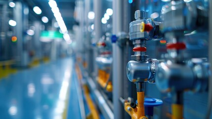 Industrial Factory Interior with Modern Machinery and Equipment in a High-Tech Manufacturing Facility