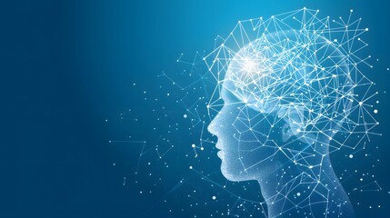 Artificial intelligence brain power research tech market with representing ai innovation technology.