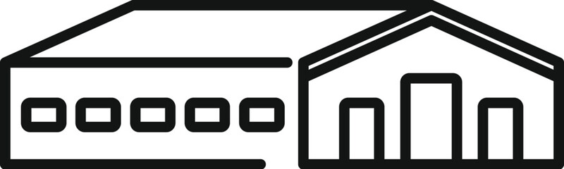 Sticker - Simple line drawing of a warehouse building with loading docks for storage