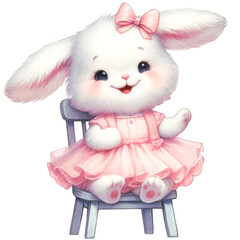 Wall Mural - Cute bunny sitting on a chair 