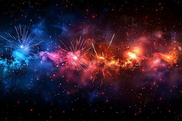 Canvas Print - Fireworks Display in a Cosmic Nebula